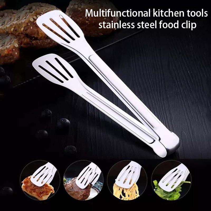 7/9/12inch 304 Stainless Steel Kitchen Tongs BBQ Clamp Grill Cooking Clamp Silicone Food Tong Kitchen Accessories Food Tong BBQ Grill Steak BBQ Clip Cooking Tools Stainless Steel Convenient Non-Stick Barbecue Tong Stevvex