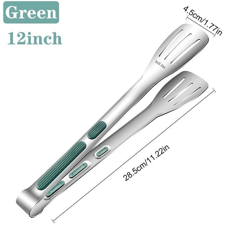 7/9/12inch 304 Stainless Steel Kitchen Tongs BBQ Clamp Grill Cooking Clamp Silicone Food Tong Kitchen Accessories Food Tong BBQ Grill Steak BBQ Clip Cooking Tools Stainless Steel Convenient Non-Stick Barbecue Tong Stevvex