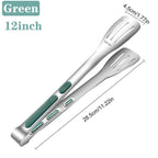 7/9/12inch 304 Stainless Steel Kitchen Tongs BBQ Clamp Grill Cooking Clamp Silicone Food Tong Kitchen Accessories Food Tong BBQ Grill Steak BBQ Clip Cooking Tools Stainless Steel Convenient Non-Stick Barbecue Tong Stevvex