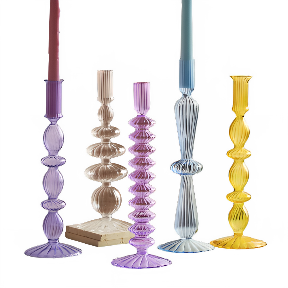 Glass Candle Holders Nordic Decor Taper Candle Holder Candlesticks for Home Wedding Room Decoration Party Vase Home Decor Pi-Mart