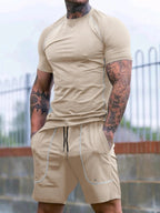 Comfy Men's 2-Piece Pocket Tee & Shorts Set THRIXINE