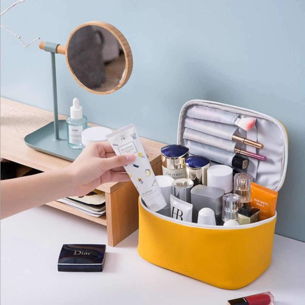 Capacity waterproof cosmetic bag, PU multi-functional cosmetic storage bag, cosmetic bag lightweight, makeup bag organizer, - SJB-DIAMOND ELITES