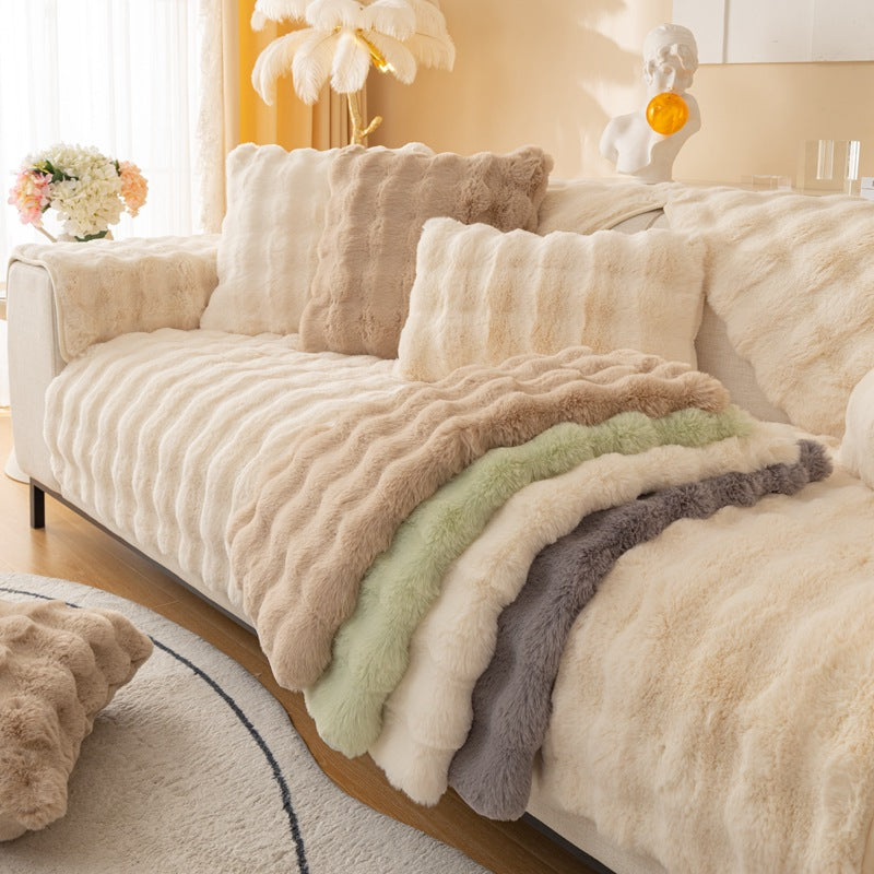 Winter Thickened Rabbit Plush Modern Sofa Cushion Pi-Mart