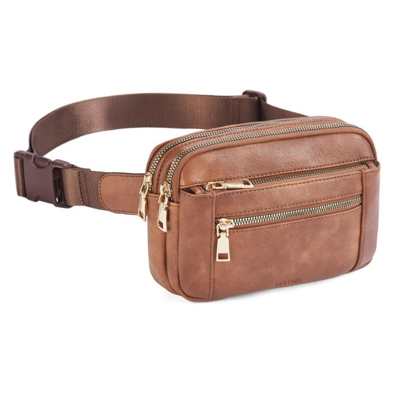 Versatile PU Splicing Fanny Pack – Crossbody Breast Bag, Waist Bag for Travel & Sports, Chest Purse, Belt Bag with Multiple Uses - SJB-DIAMOND ELITES