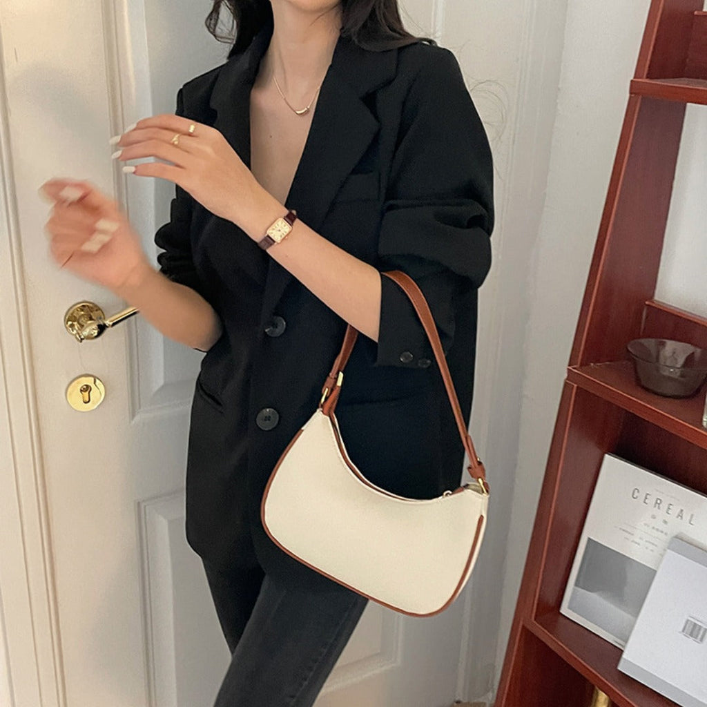 Summer female shoulder bag, contrasting crescent moon bag, small shoulder bag, small hobo purse, saddle bag shoulder handbag - SJB-DIAMOND ELITES