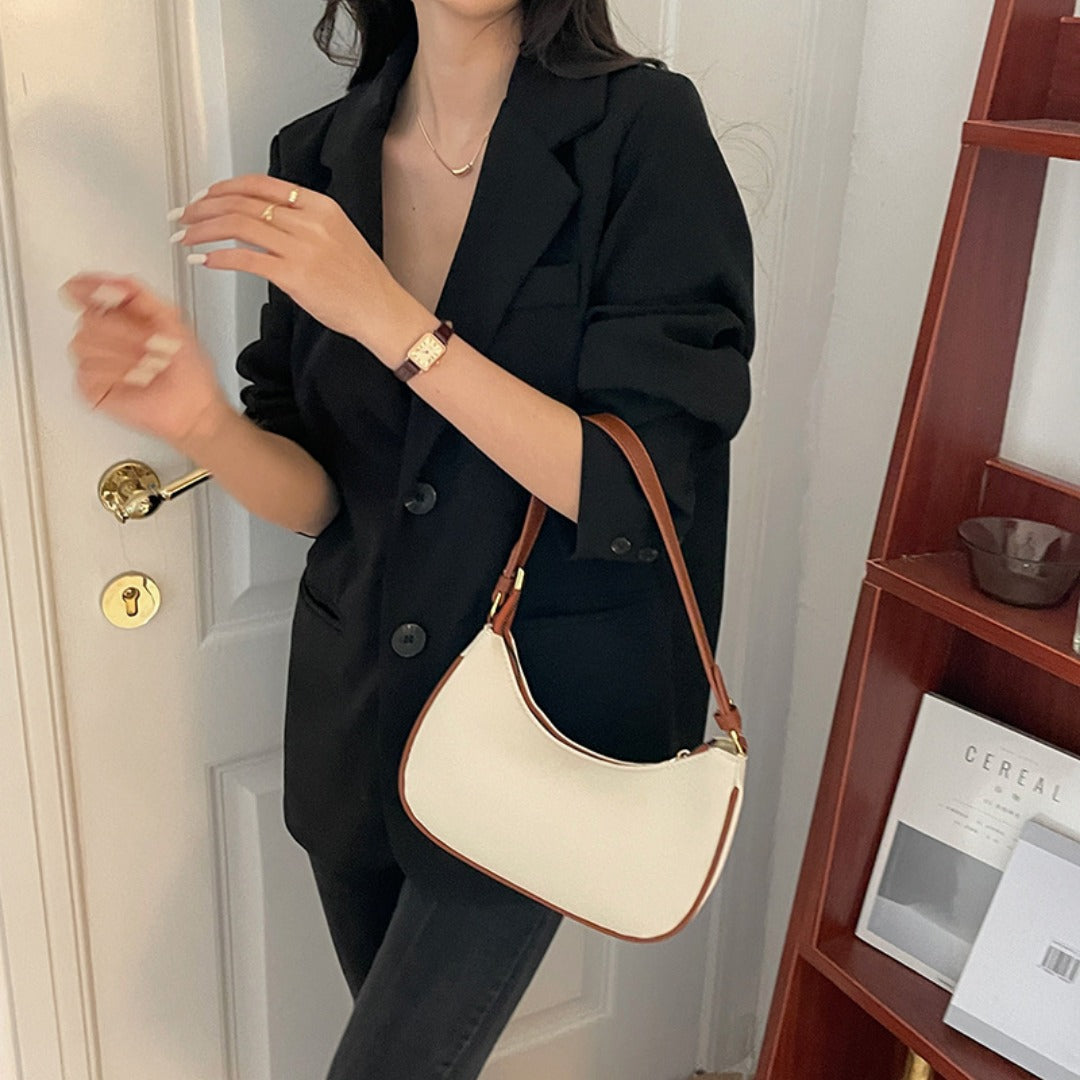 Summer female shoulder bag, contrasting crescent moon bag, small shoulder bag, small hobo purse, saddle bag shoulder handbag - SJB-DIAMOND ELITES