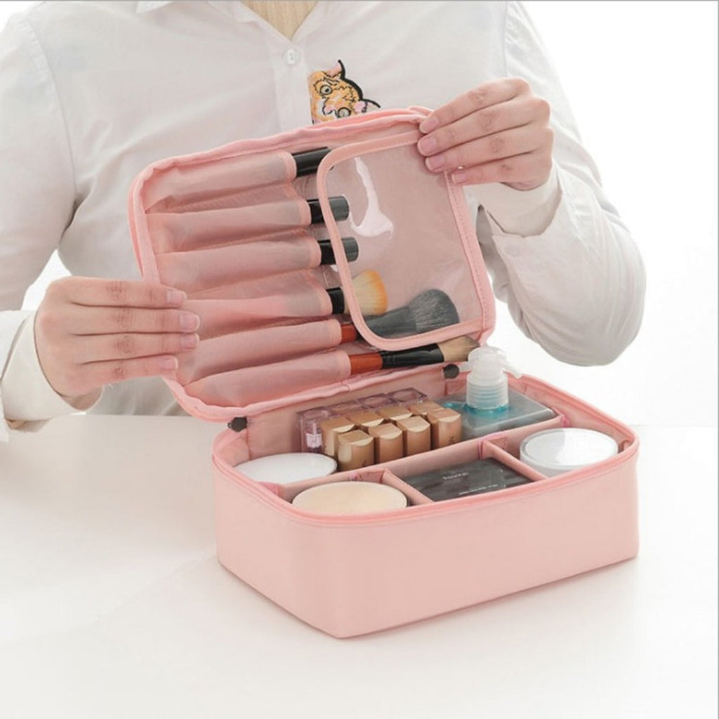 Lightweight makeup bags,Waterproof multi-functional portable toilet bag, anti-wrinkle large-capacity square cosmetic bag, makeup bag with compartments, - SJB-DIAMOND ELITES