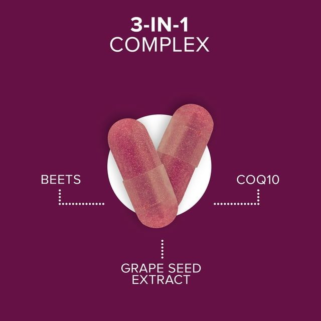 Qunol Blood Pressure Support Capsules, 1180mg, Beets, CoQ10, and Grape Seed, 60 Count EasyOptionXY LLC