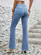 High Waist Flare Jeans with Pockets