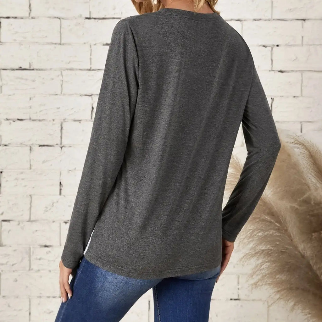 Ladies' Fashionable Casual Patchwork Color Long Sleeved T-shirt Top - SJB-DIAMOND ELITES