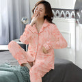 Elegant Women's Autumn And Winter Cotton-like Long Pajamas Two-piece Set Pi-Mart
