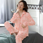 Elegant Women's Autumn And Winter Cotton-like Long Pajamas Two-piece Set Pi-Mart