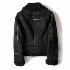 WInter Lapel Jacket Suede Lamb Wool Warm Coat Motorcycle Clothing Women Outwears Pi-Mart