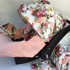 9pcs/set, Soft Breathable Cartoon Pattern Car Seat Cover Set, Including Car Seat Cover, Canopy, Headrest, Blanket, 2 Seat Belt Cushion Covers, Armrest Cushion Cover, Hat And Multi-Purpose Nursing Cover, Car Seat Not Included