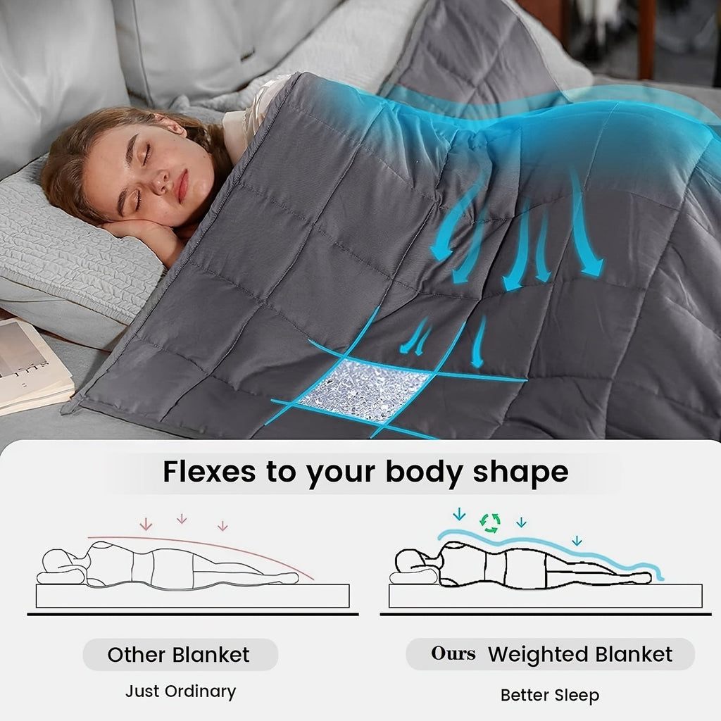 1pc, Weighted Blanket (60''x80'',12lbs,15lbs, 20lbs, Queen Size Dark Grey) for Adults, High Breathability Heavy Blanket, Soft Material with Premium Glass Beads