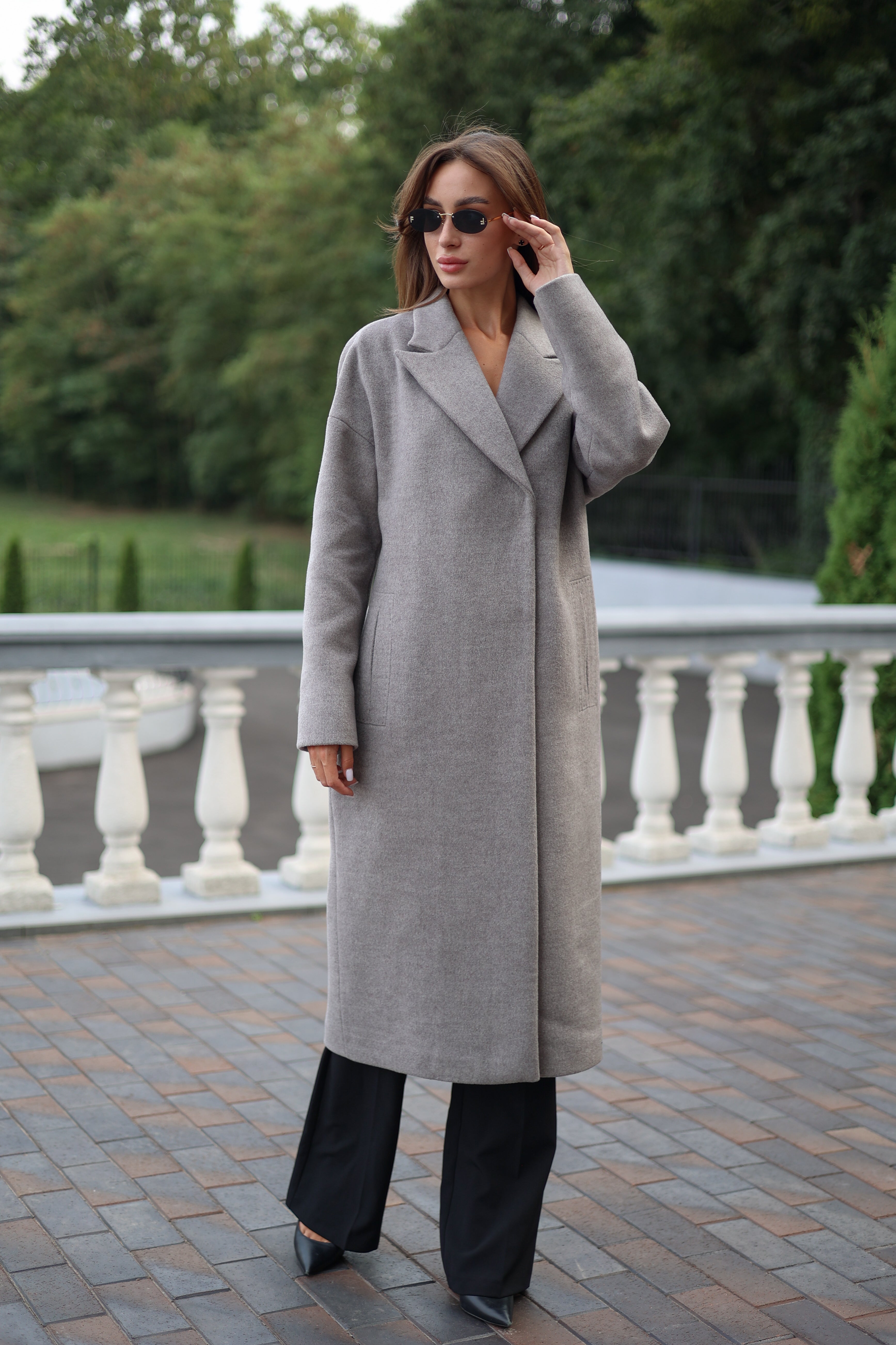 Classic Wool Blend Coat in Grey - SJB-DIAMOND ELITES