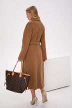 Cambridge Comfort Wraparound Wool Cashmere Coat in Dark Camel - SJB-DIAMOND ELITES