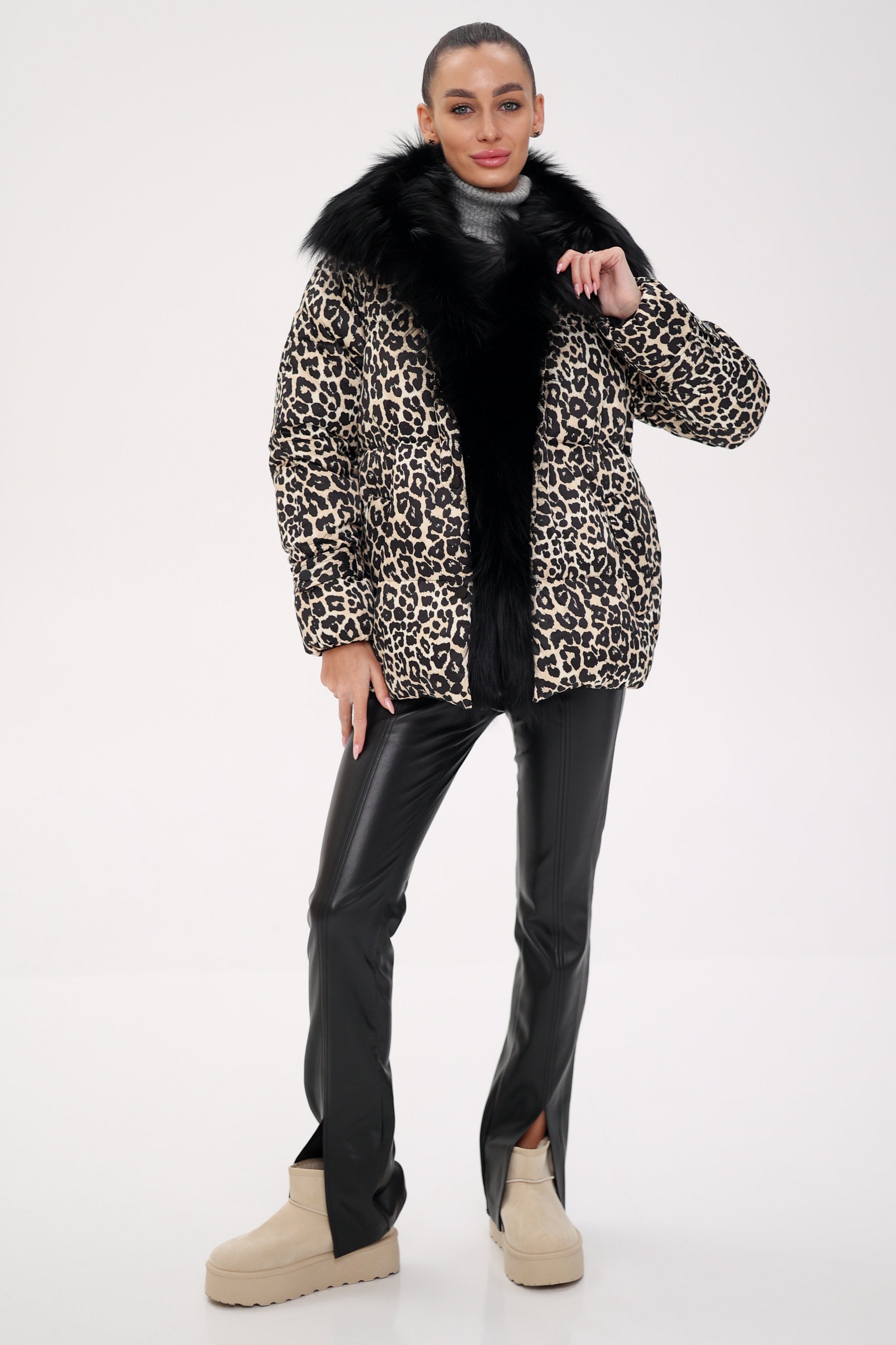 Genuine Polar Fox Leopard Luxe Down Parka - SJB-DIAMOND ELITES
