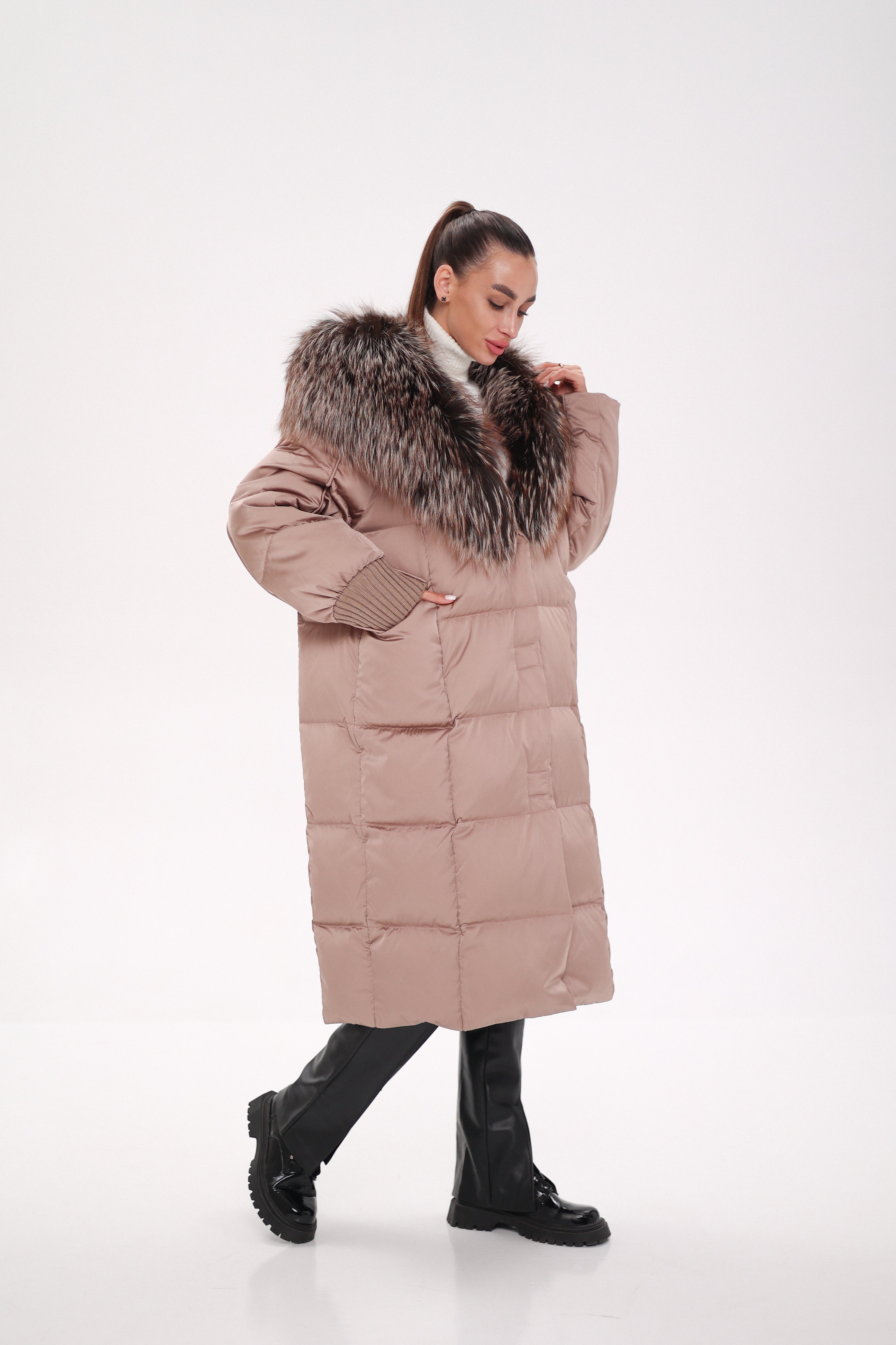 Rei Silver Fox Fully Lined Hood Down Coat in Blush - SJB-DIAMOND ELITES