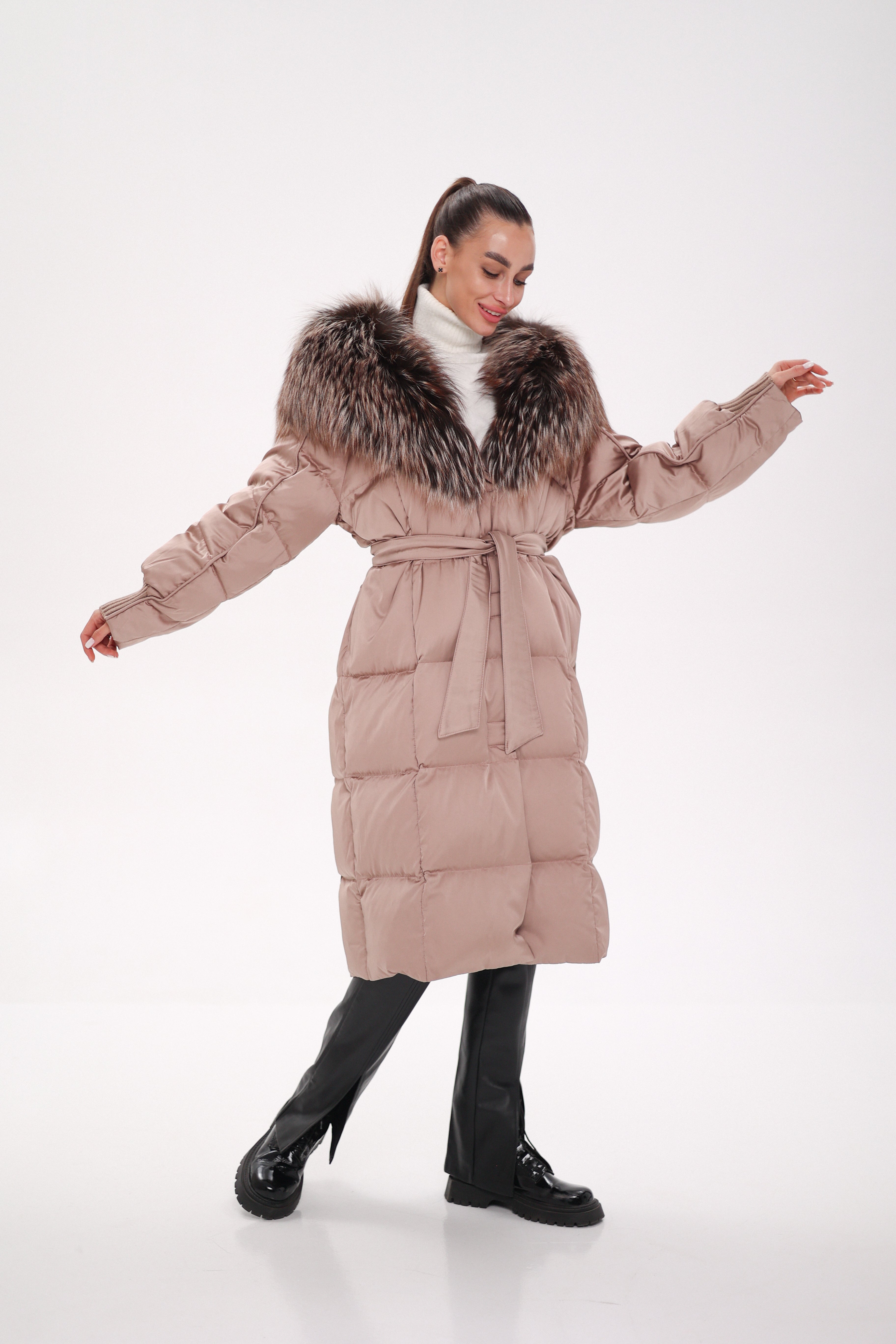 Rei Silver Fox Fully Lined Hood Down Coat in Blush - SJB-DIAMOND ELITES