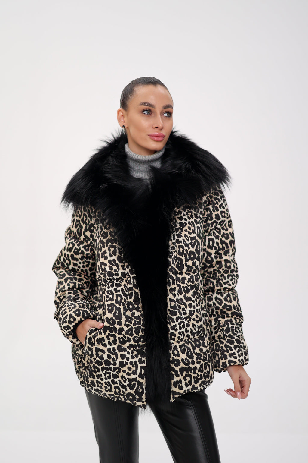 Genuine Polar Fox Leopard Luxe Down Parka - SJB-DIAMOND ELITES