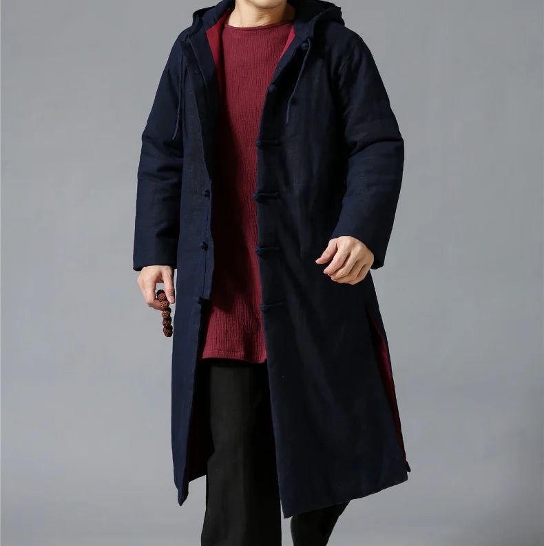 Ethnic Style Cotton Linen Hooded Thick Jacket Pi-Mart