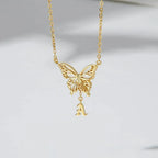 Custom Letter Necklace, Initial Jewelry, Initial Butterfly Necklace