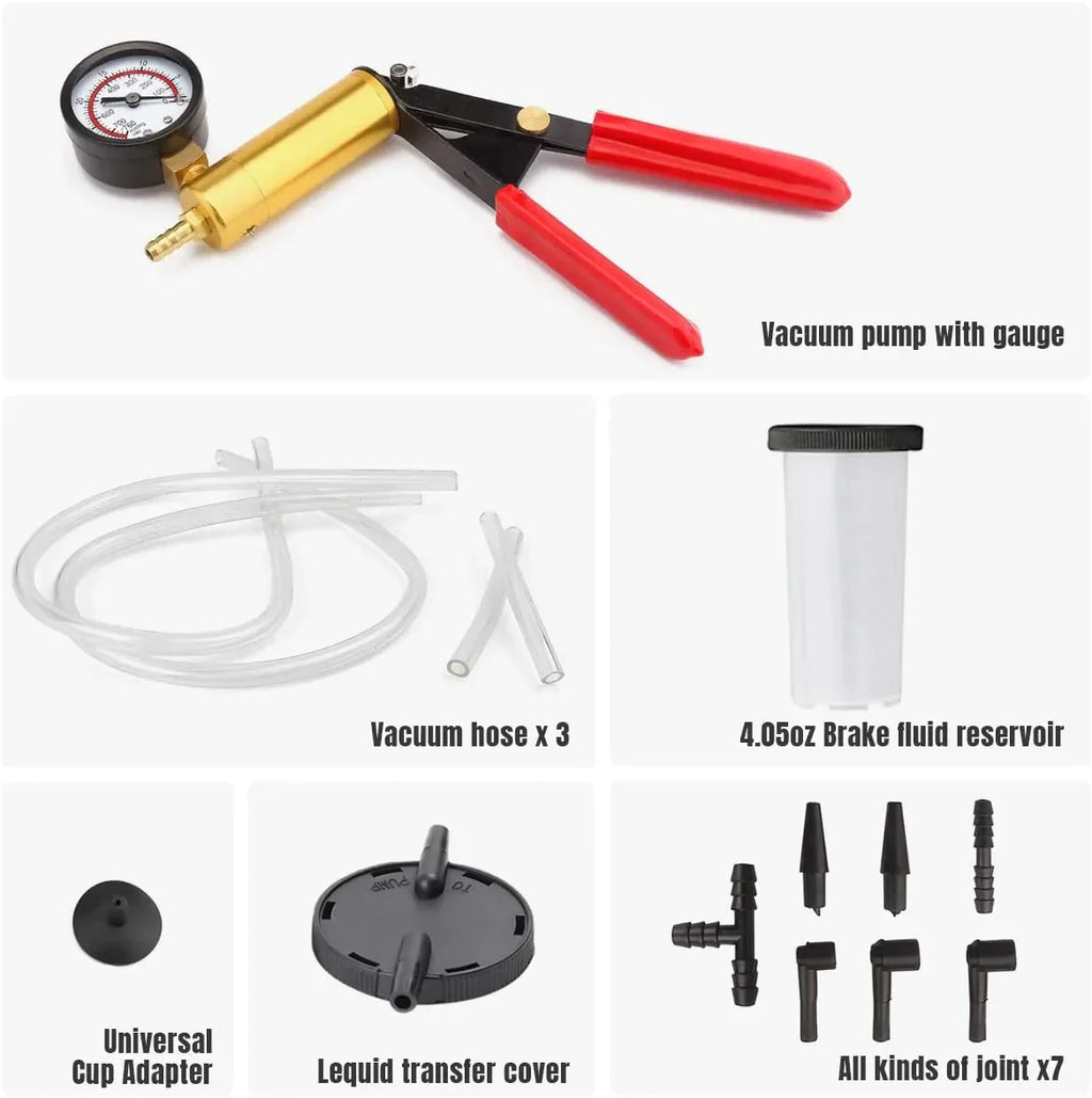 Hand Held Vacuum Pressure Pump Tester Set Brake Fluid Bleeder Bleeding Kit + Box Pi-Mart