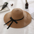 Summer Cap Black Ribbon Decorate Wavy Straw Hat For Girls Hat Kids Sun Cap Baby Beach Hats for Girls