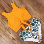 Modern High Waist Bikini Leopard Swimsuit Women Bikini Floral Swimsuit Set Two Piece Swimsuit For Women High Neck Bikini Push Up Swimwear Summer High Waisted Bathing Suit