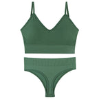 Women Seamless Bra Top Fitness Swimwear Push Up Exercise Bikini For Women 2 Pieces Ribbed Seamless Yoga Bikini Sets Sports Bra And Underwear Set 2 Piece High Waist Summer Bikini Stevvex