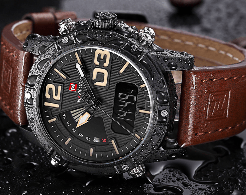 Men's Multifunction Digital Analog Waterproof Watch With Alarm And Automatic Time Zones Unique Design Excellent Gift - SJB-DIAMOND ELITES