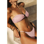 Folds Bikini Swimsuit Push Up Bikini Set Bathing Suit Women Swimwear Thong Bikini Two Pieces Bathing Suit for Women Triangle Top Bottom Solid Color Bikinis Beachwear Swimsuits Stevvex