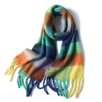 New Luxury Winter Soft Head Wraps Plaid Scarf Shawls Cashmere  Warm Cashmere Scarves Rainbow For Women Stevvex