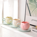 Ins Retro Tulip Coffee Cup And Saucer Set Pi-Mart