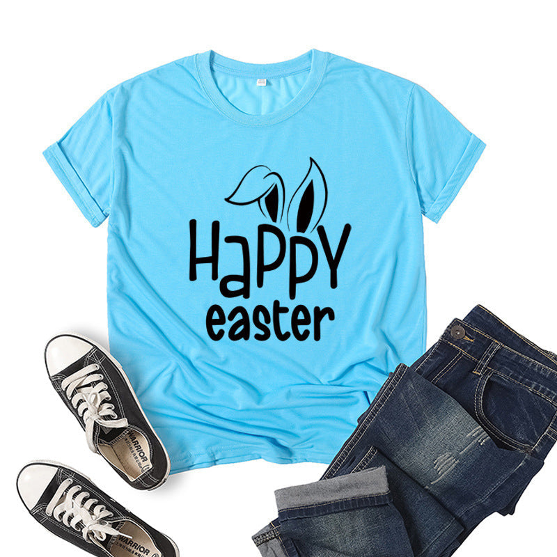 Women's Bunny Happy Easter Print Top Pi-Mart