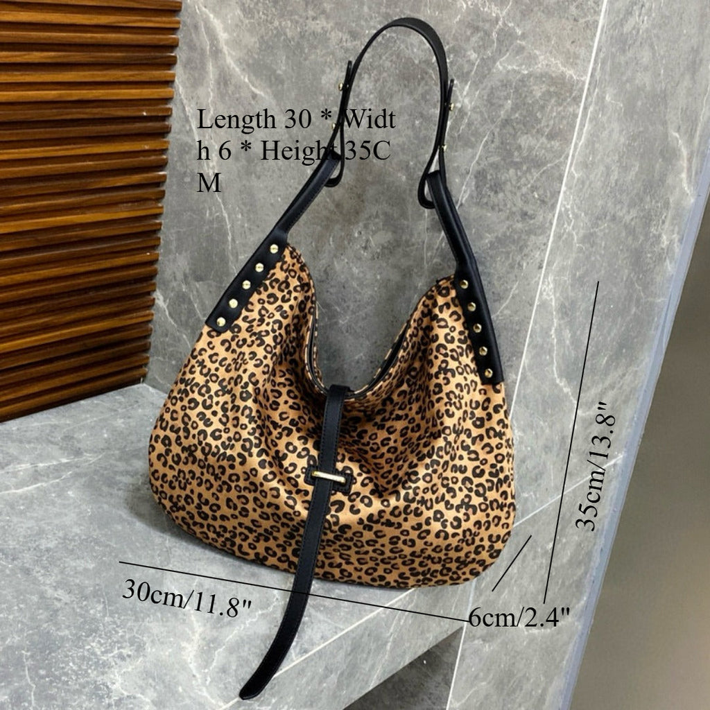 Women's Trendy Leopard Flannel Hobo Crossbody Bag – Large Capacity Shoulder Bag, Casual Versatile Bag for Everyday Use - SJB-DIAMOND ELITES