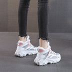 Fashion Black White Lace-up Sneakers Winter Warm All-match Plush Shoes Women Plus Velvet Fleece Flat High-top Sports Shoes Pi-Mart