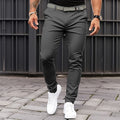Men's Pure Color Tight Pocket Zipper Business Casual Slim-fitting Trousers Pi-Mart