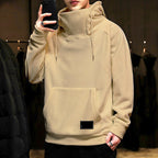 Unisex Loose Fit Fleece Pullover Hoodie - Autumn Casual Hooded Sweatshirt (Grey, Black, Orange, Khaki) Pi-Mart