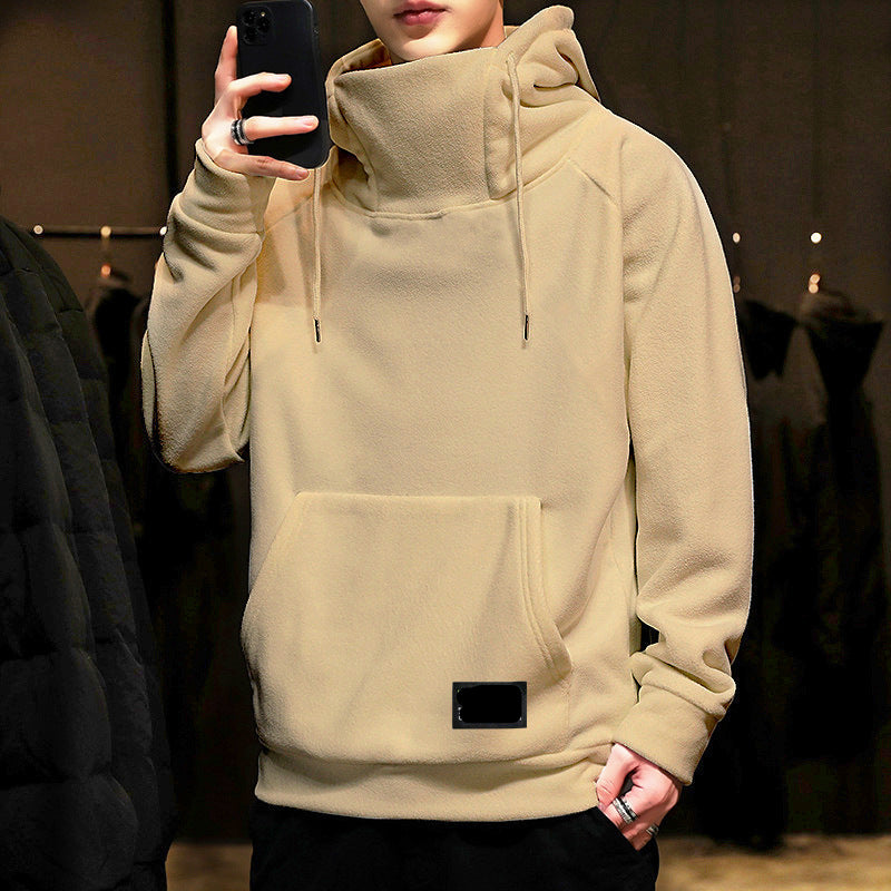Unisex Loose Fit Fleece Pullover Hoodie - Autumn Casual Hooded Sweatshirt (Grey, Black, Orange, Khaki) Pi-Mart
