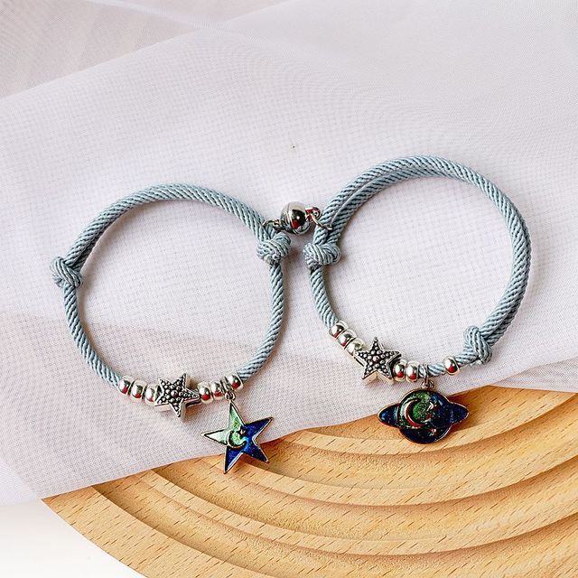Natural Stone Beads Couple Magnetic Bracelets Pi-Mart