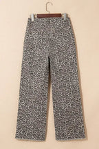 Brown Leopard High Waist Frayed Hem Jeans