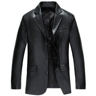 Middle Aged And Elderly Fathers Wear Loose Casual Leather Jackets Pi-Mart