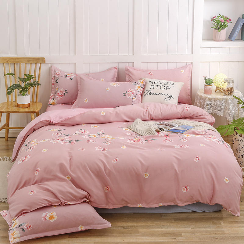 Simple Cotton Sanding Four-piece Set Thickening Small Bed Quilt Cover Pi-Mart