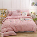 Simple Cotton Sanding Four-piece Set Thickening Small Bed Quilt Cover Pi-Mart
