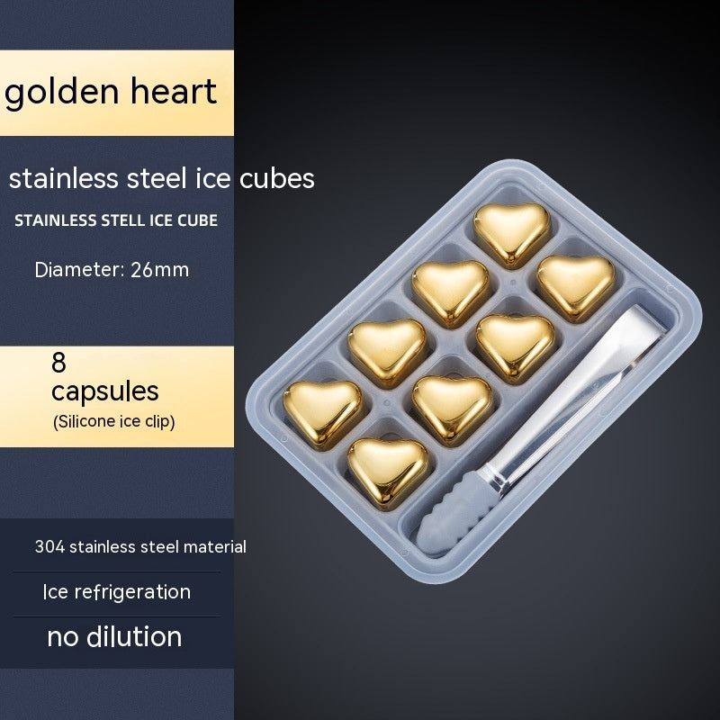 304 Heart-shaped Gold Stainless Steel Ice Cube Pi-Mart