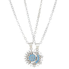 2pcs Necklace Sun And Moon Magnetic Pendant Clavicle Chain Necklace For Couple Lovers Pi-Mart