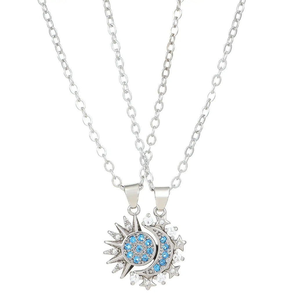 Sun And Moon Couple Projection Necklace Magnetic Pendant Clavicle Chain