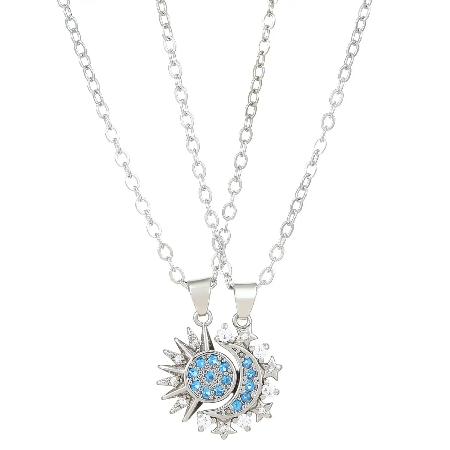 Sun And Moon Couple Projection Necklace Magnetic Pendant Clavicle Chain